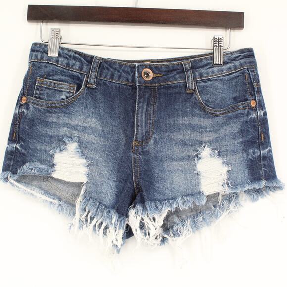 Cotton On Mid Rise Frayed Denim Shorts 4 - Picture 1 of 11